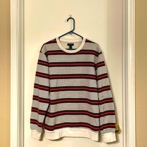 FOREVER 21 medium red & white striped crew neck sweater